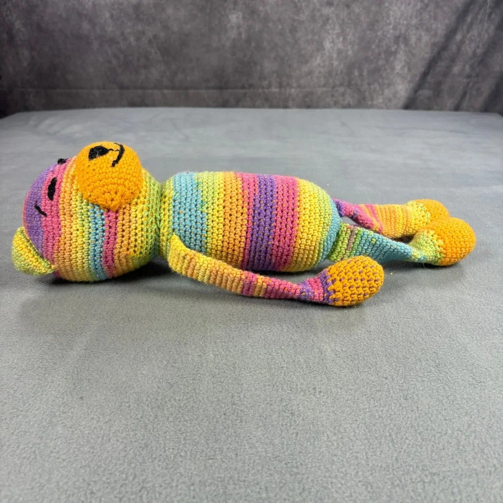 Handmade Crochet Rainbow Striped Monkey‎ Plush Amigurumi 16 inch Toy